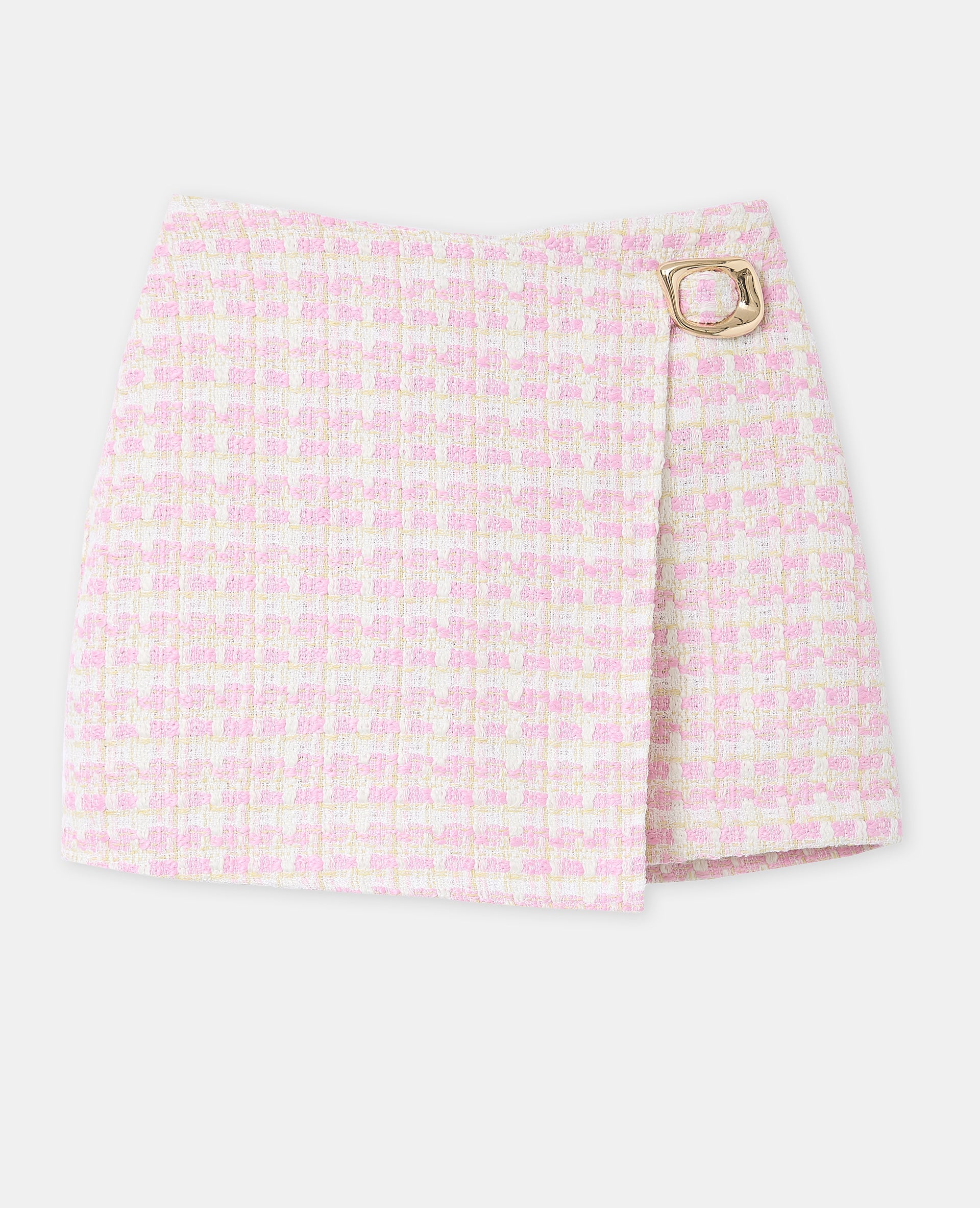 Jupe-short en tweed avec boucle fantaisie