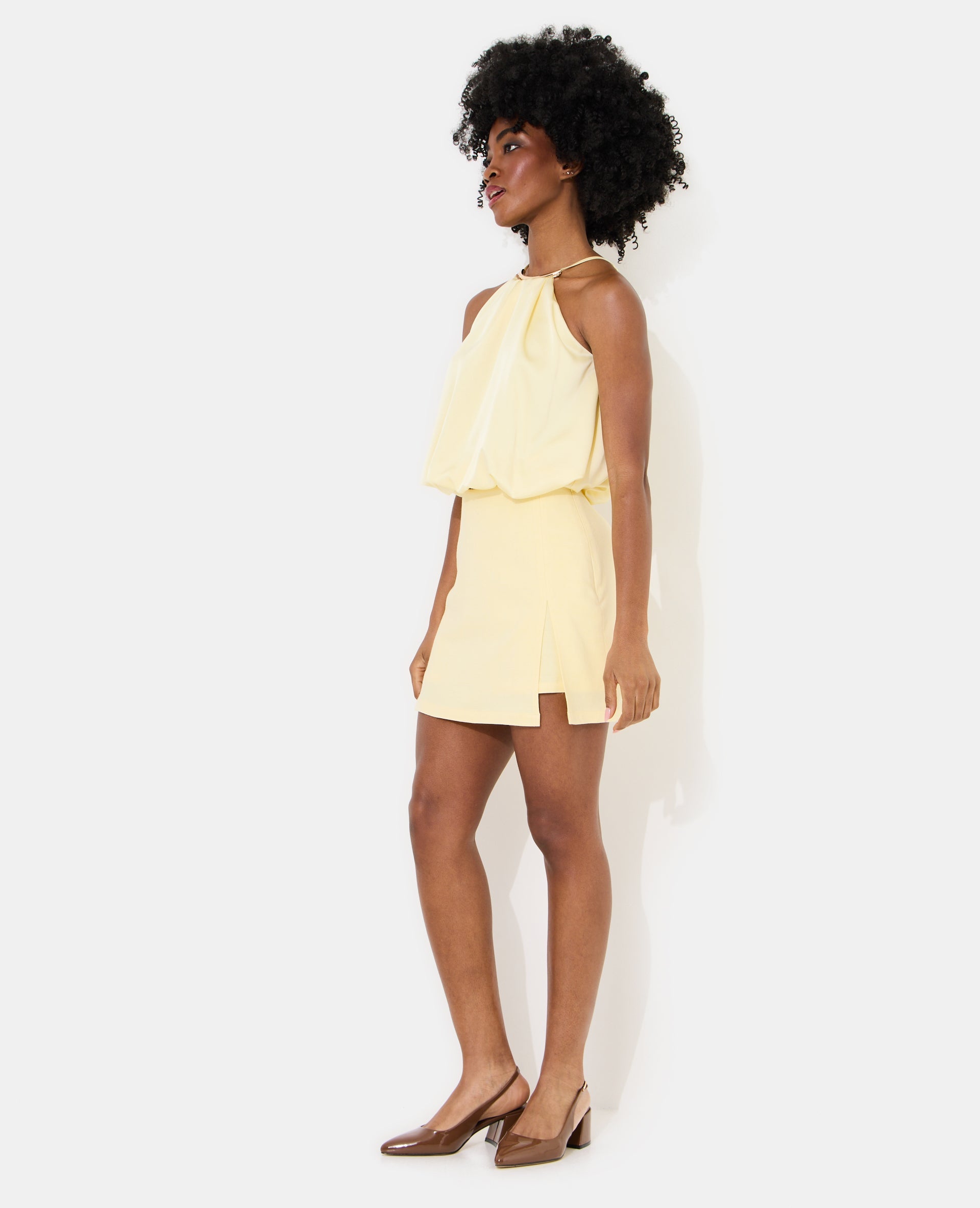 Jupe-short en tissu effet lin