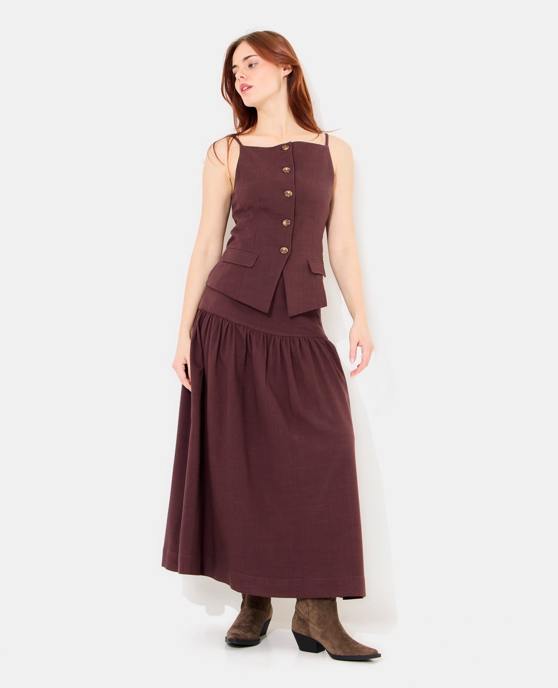 Jupon long avec taille droite