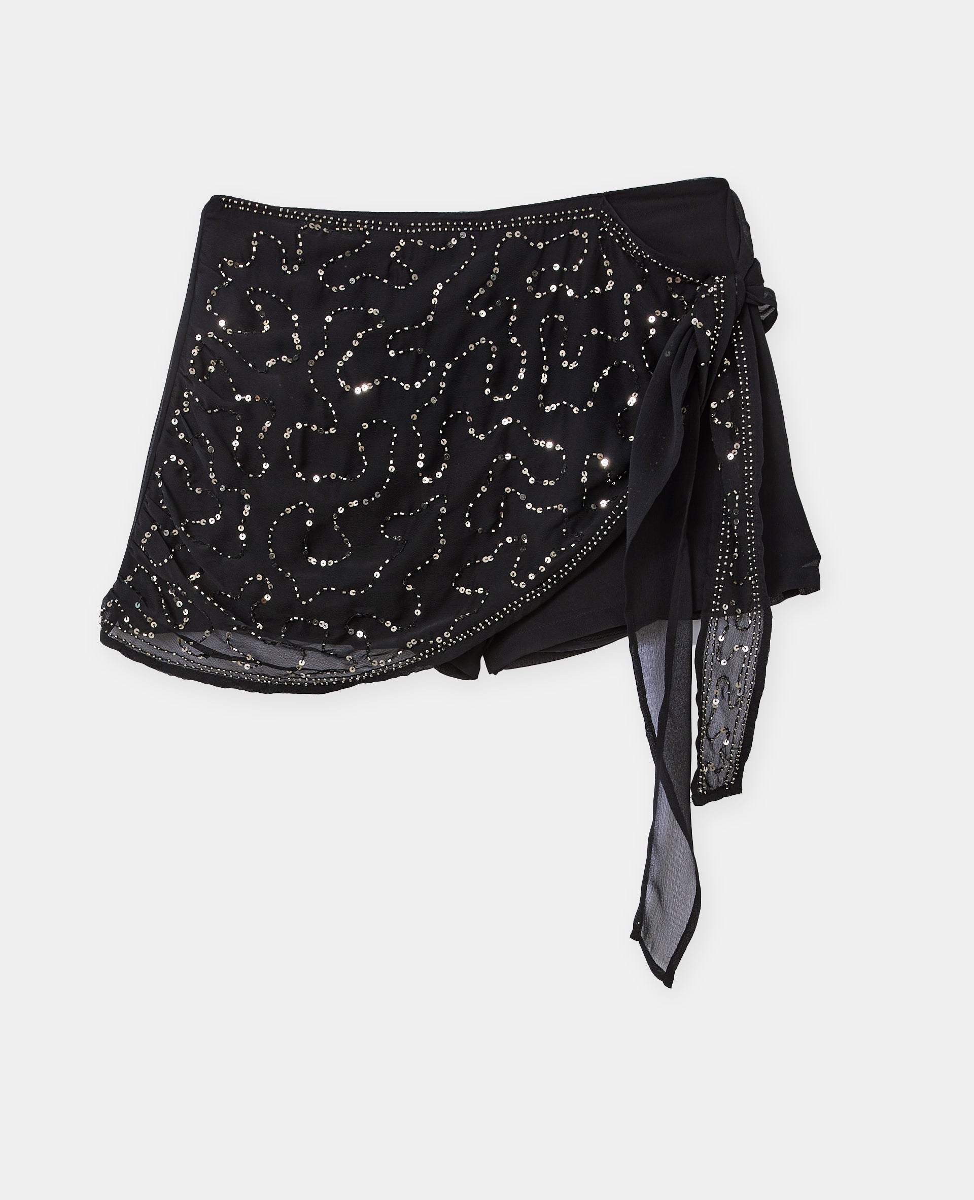 Jupe-short en voile avec sequins et perles