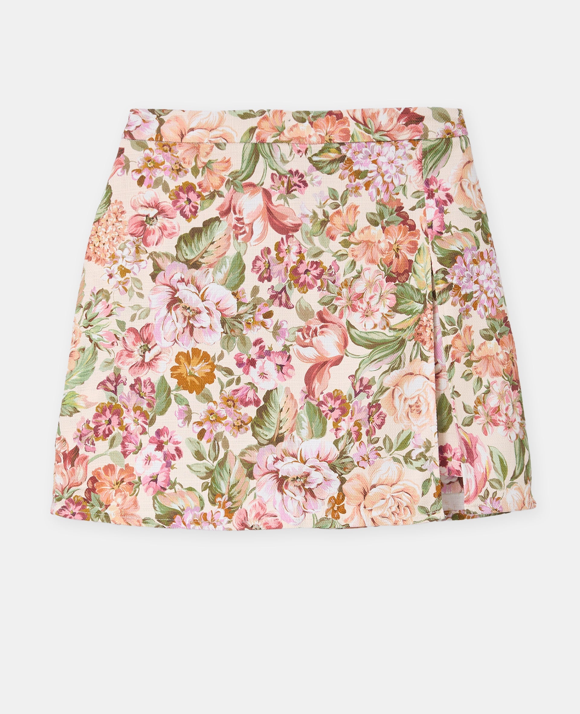 Jupe-short motif fleurs façon tapisserie