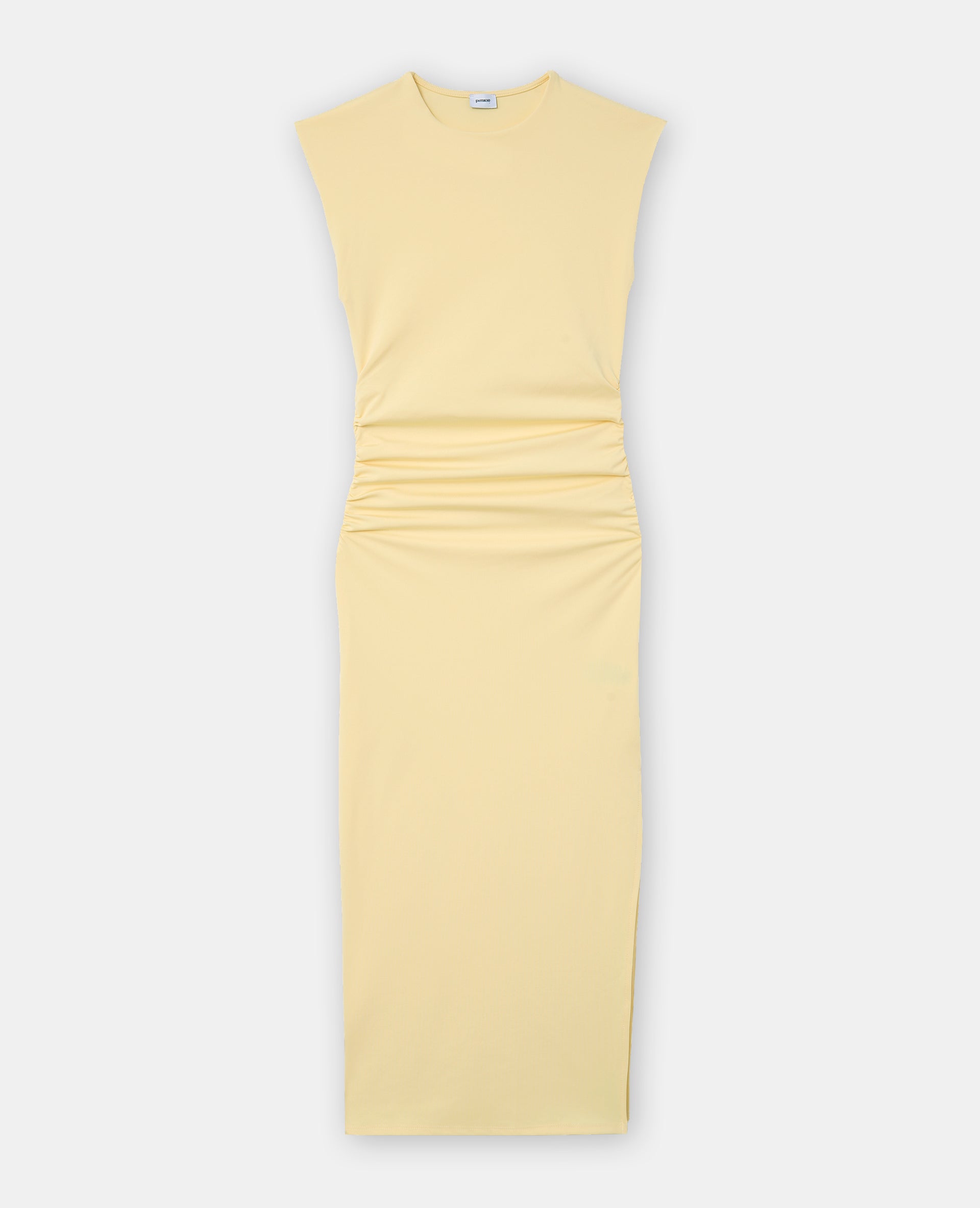 Robe longue sans manches avec fronces