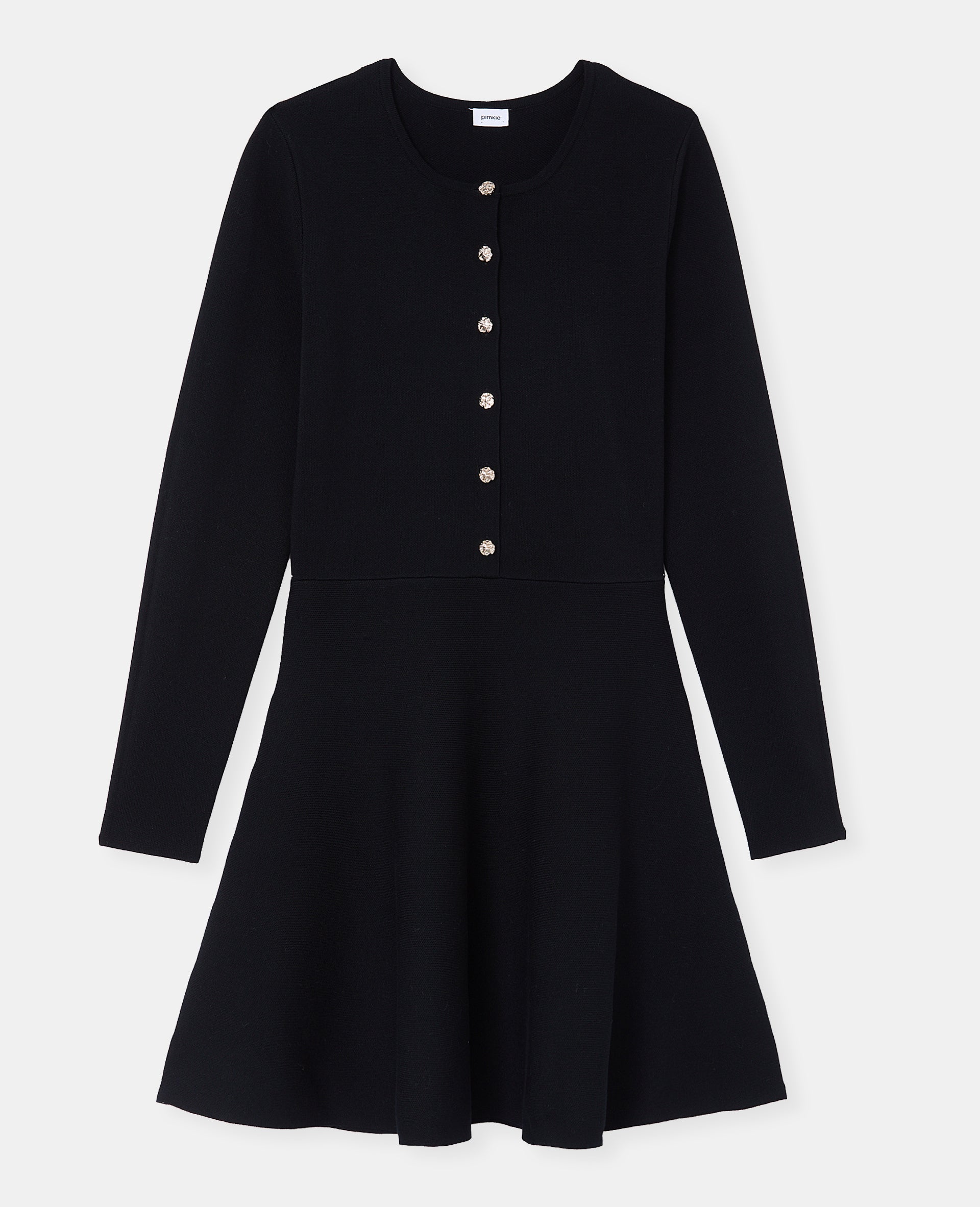 Robe en maille forme patineuse avec boutons
