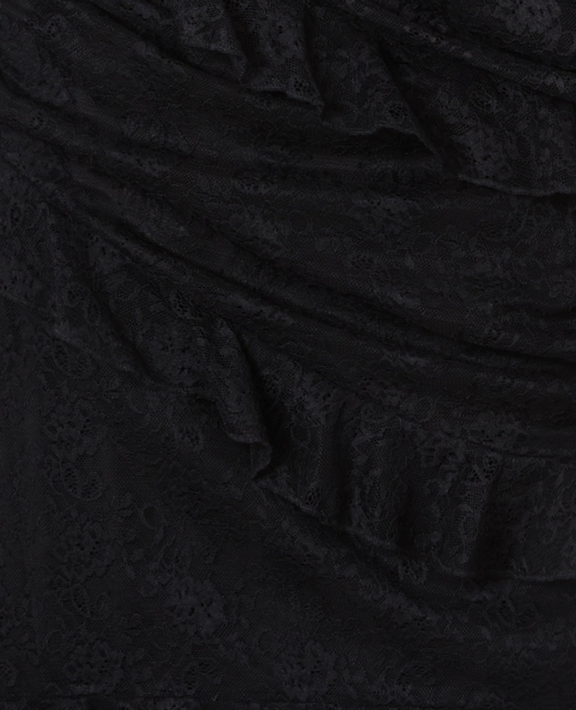 Robe courte asymétrique en dentelle et volants