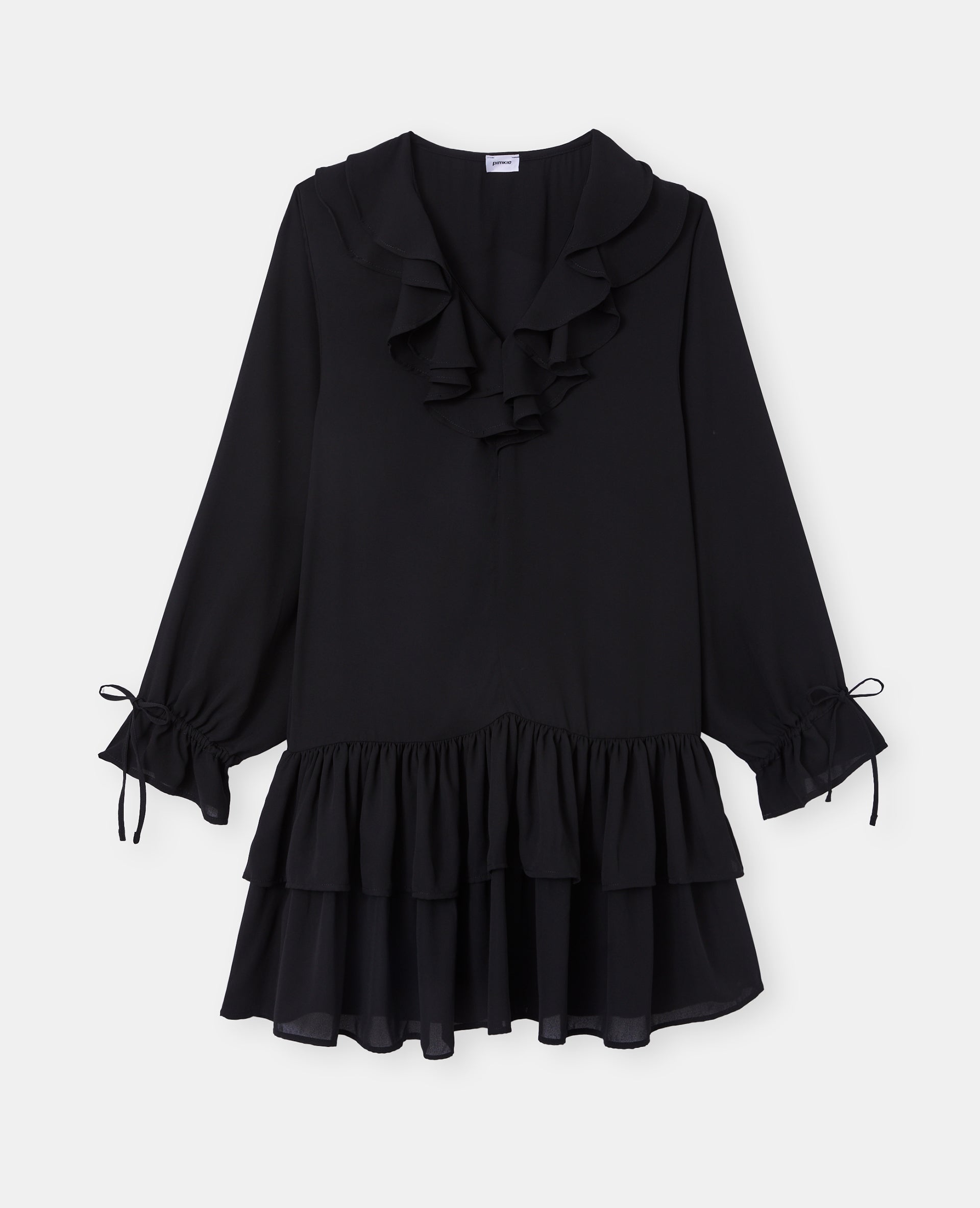 Robe à volants manches longues encolure V