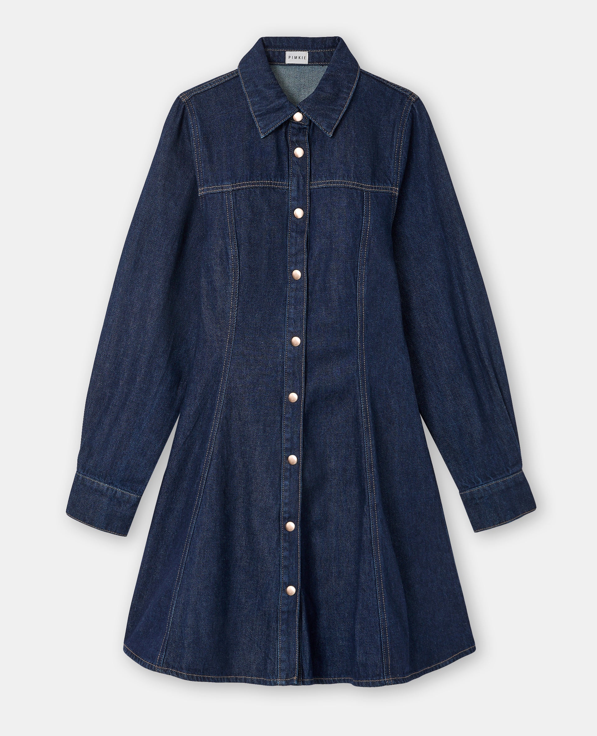 Robe en jean courte évasée et boutonnée