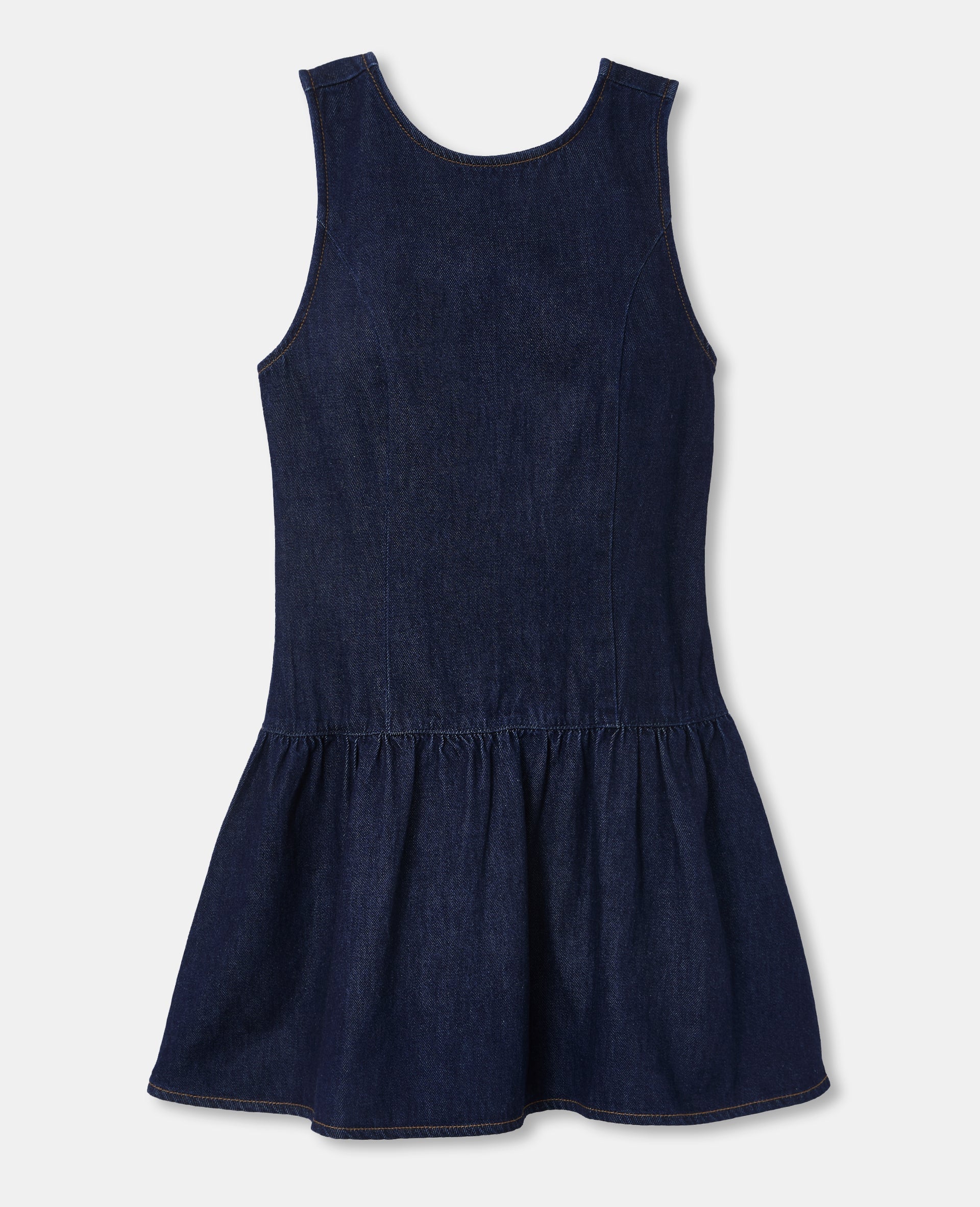 Robe courte en jean avec volant et dos dégagé