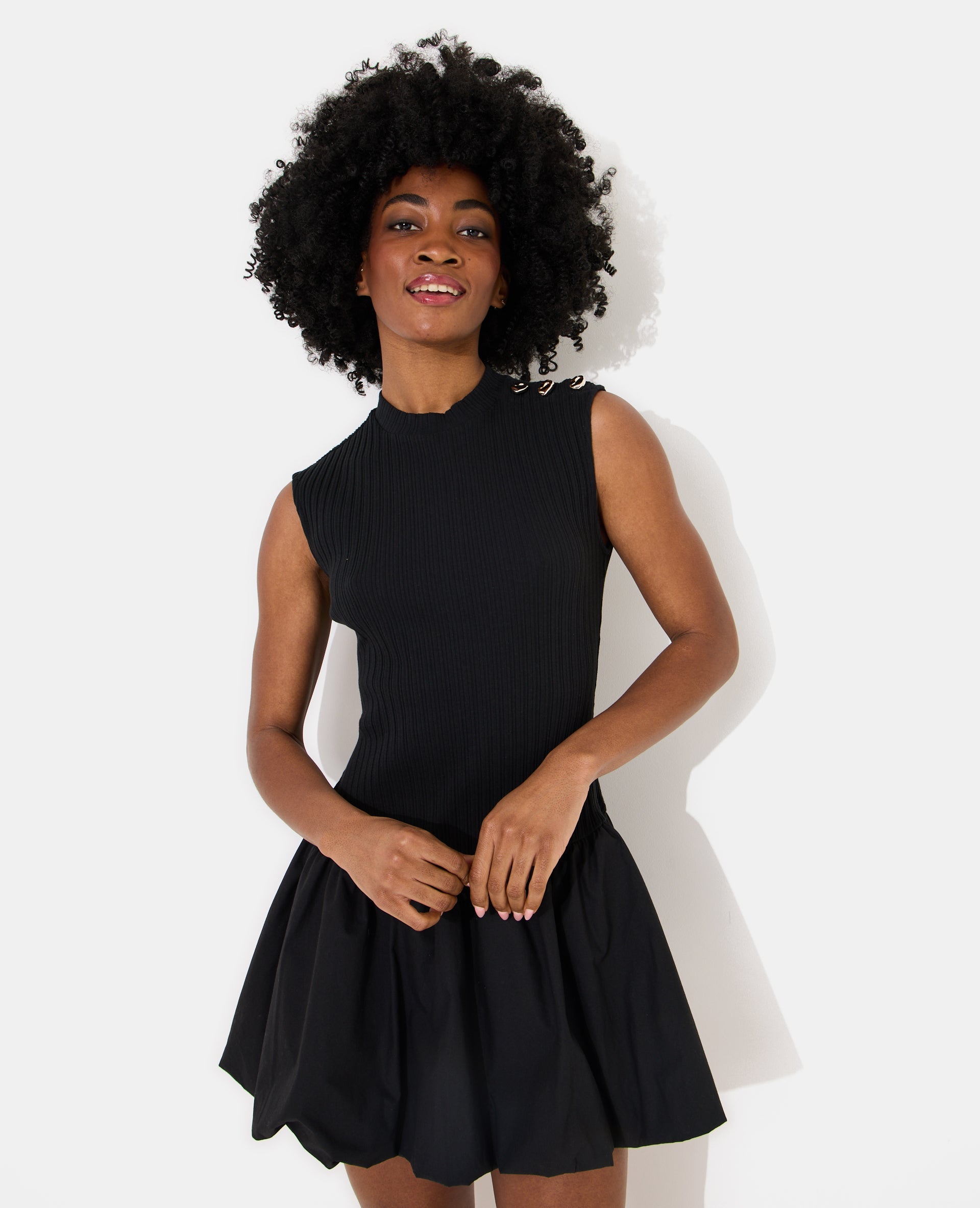 Robe courte boule bi-matière