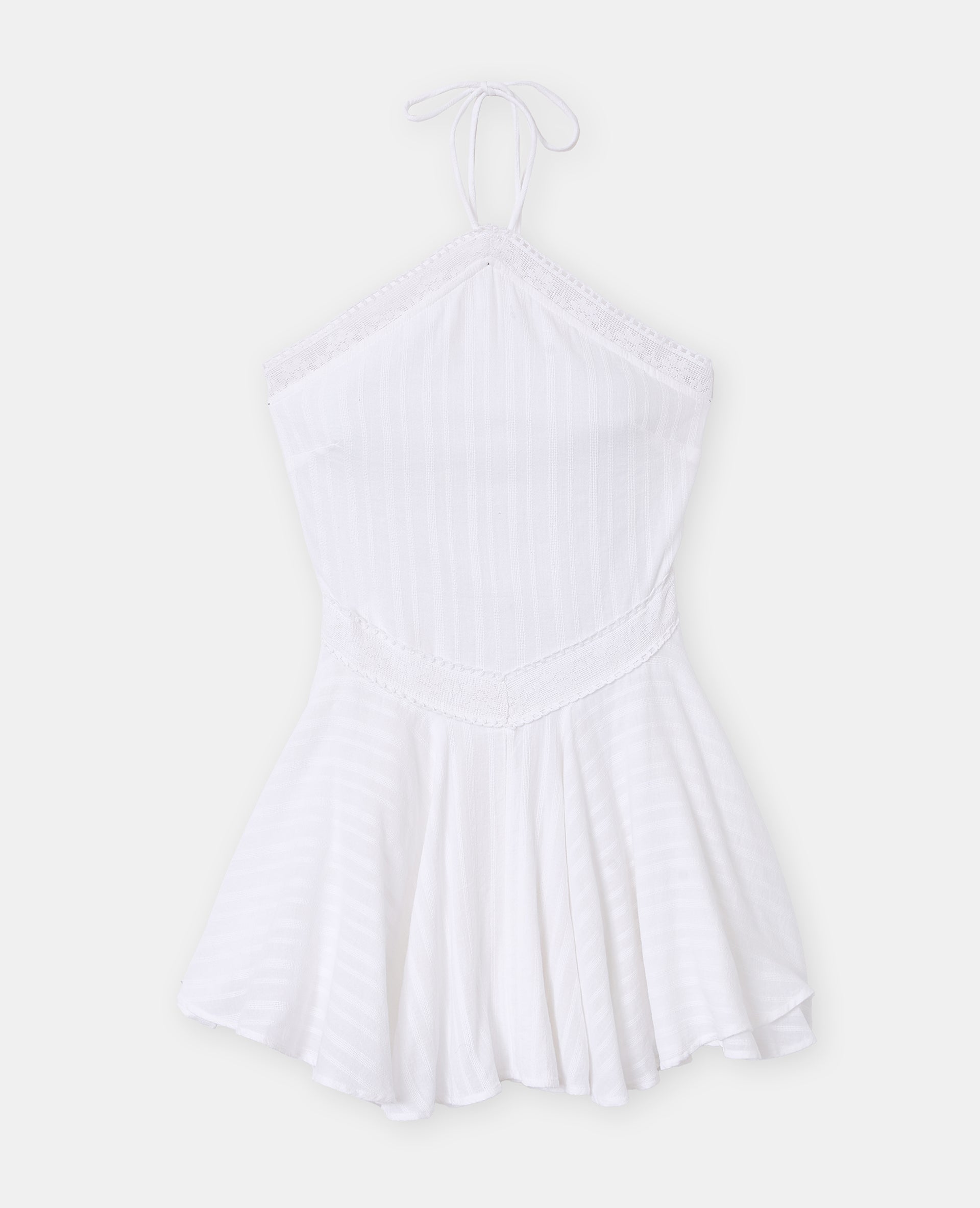 Robe courte dos-nu avec galons dentelle
