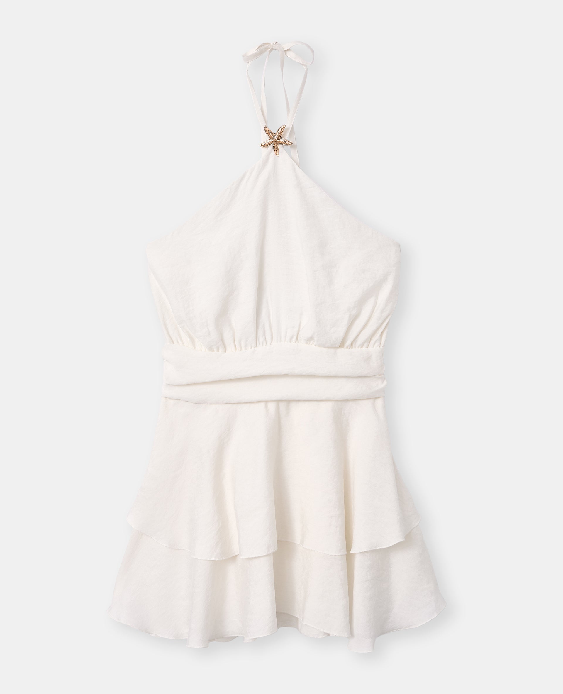 Robe courte dos-nu avec détail bijou étoile de mer