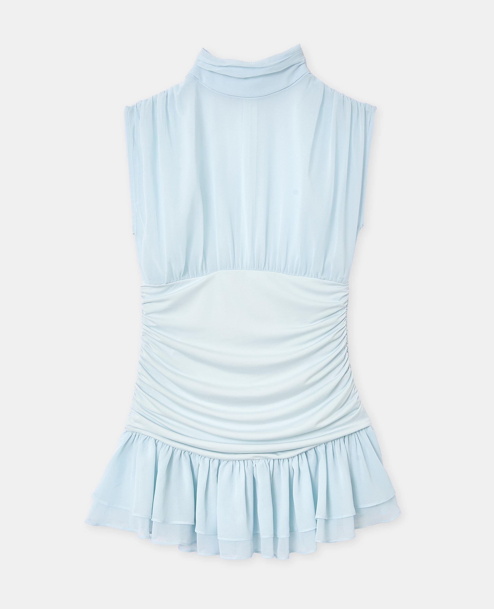 Robe courte avec fronces et volants