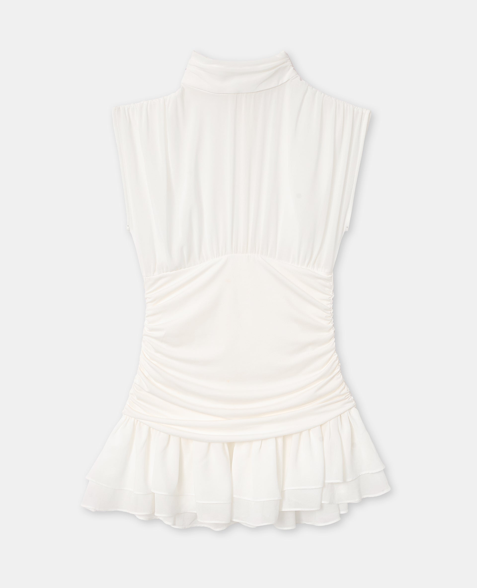 Robe courte avec fronces et volants