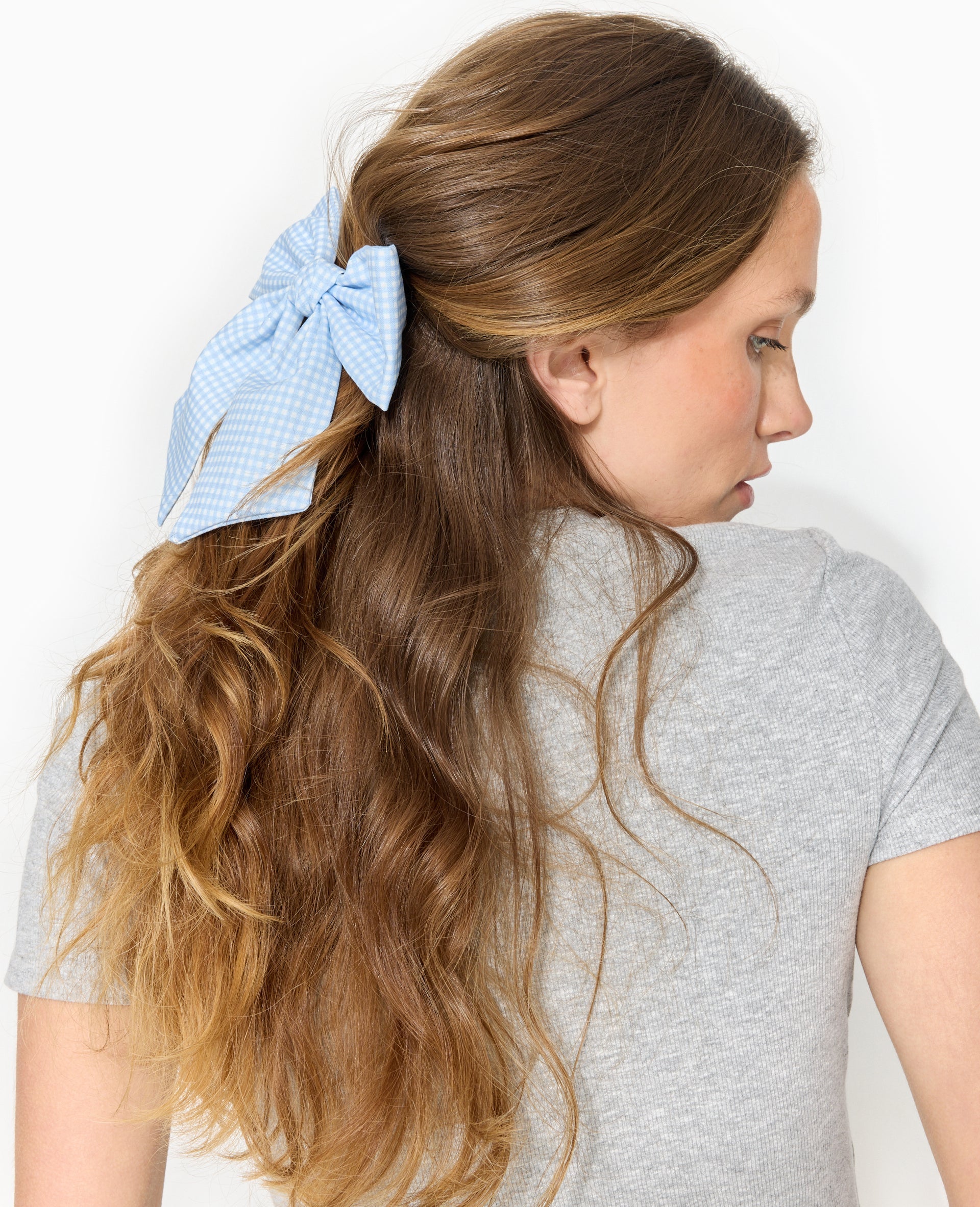 Barrette avec grand nœud vichy