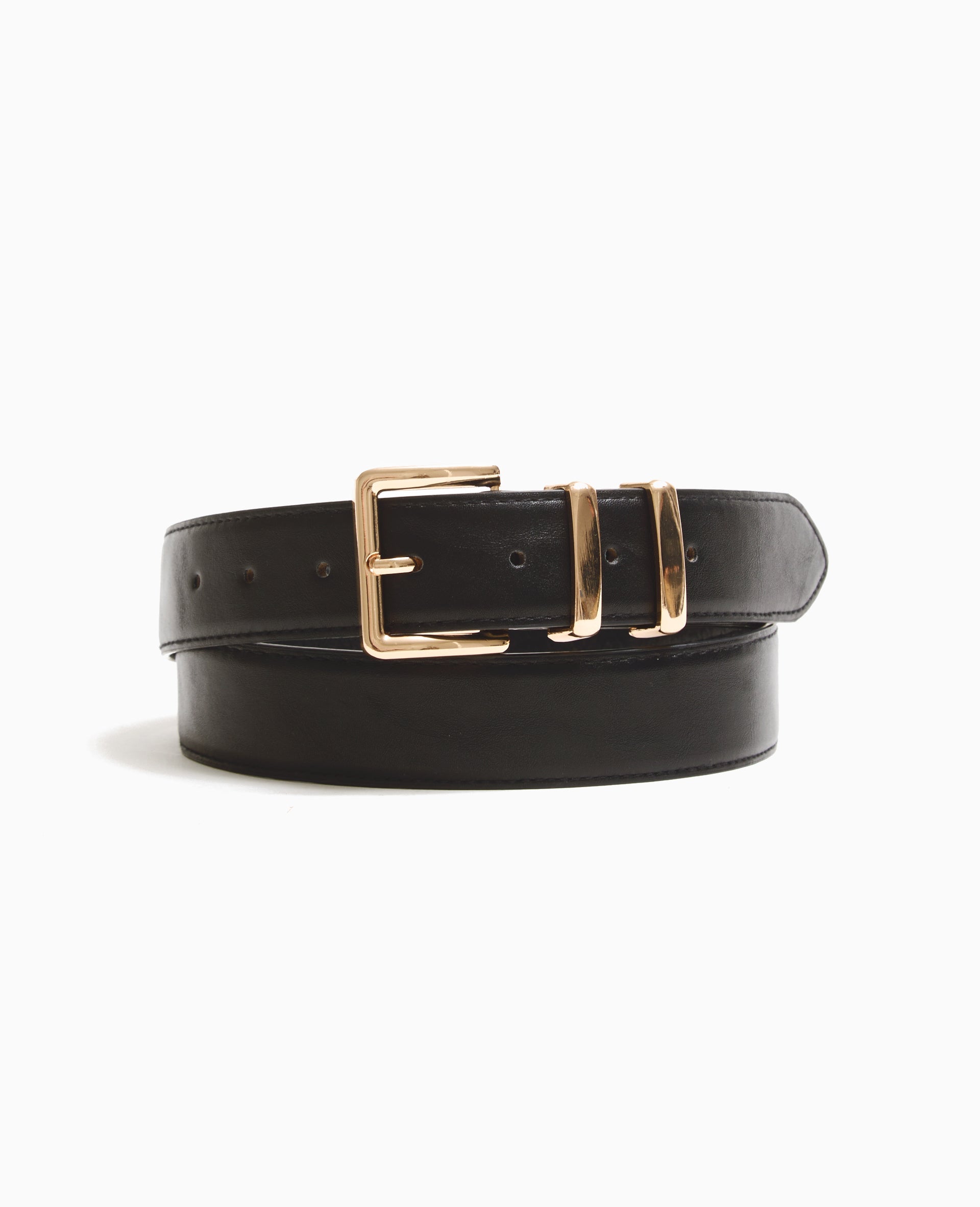 Ceinture en simili cuir avec boucle dorée