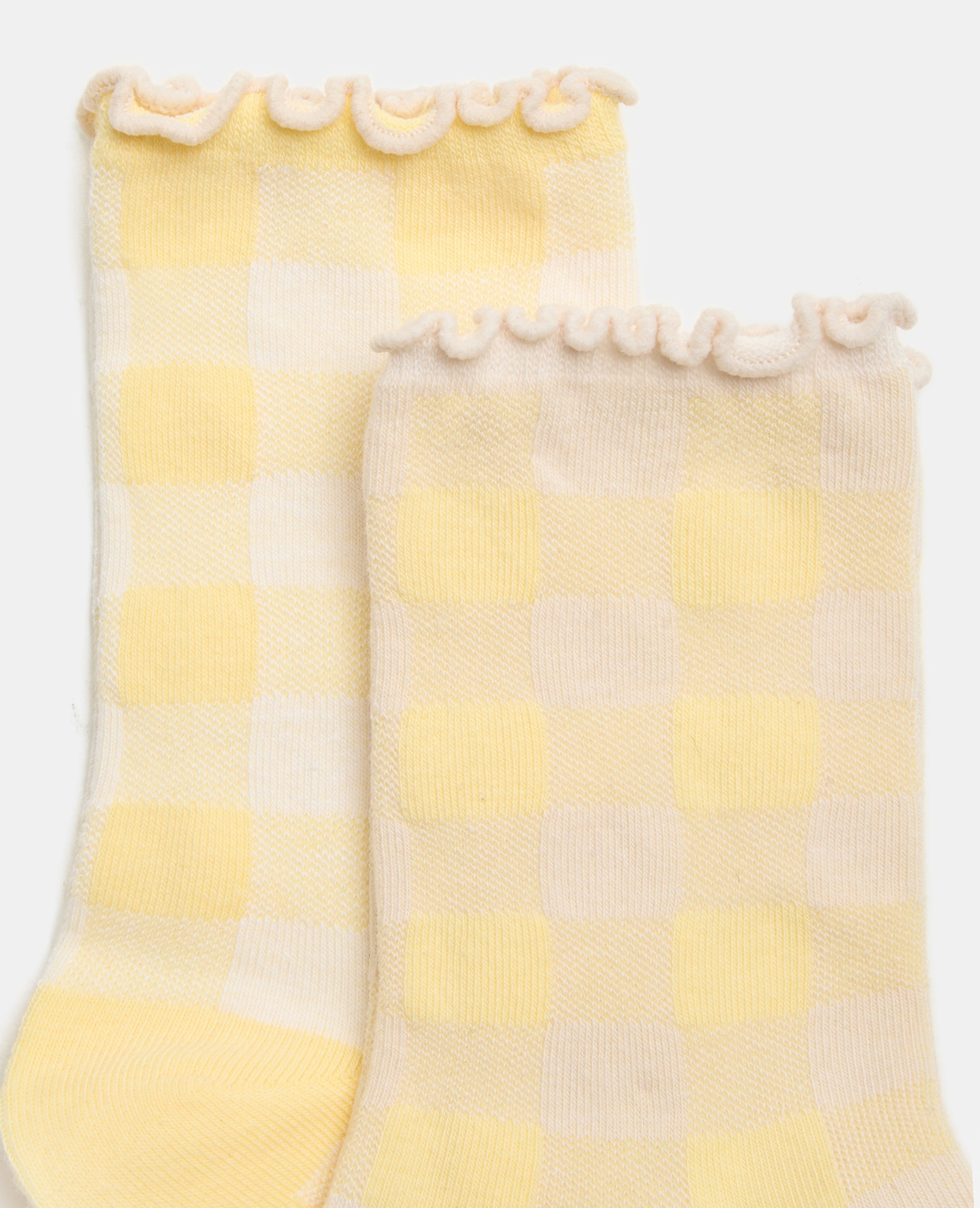 Lot de 2 paires de chaussettes à carreaux bords ondulés