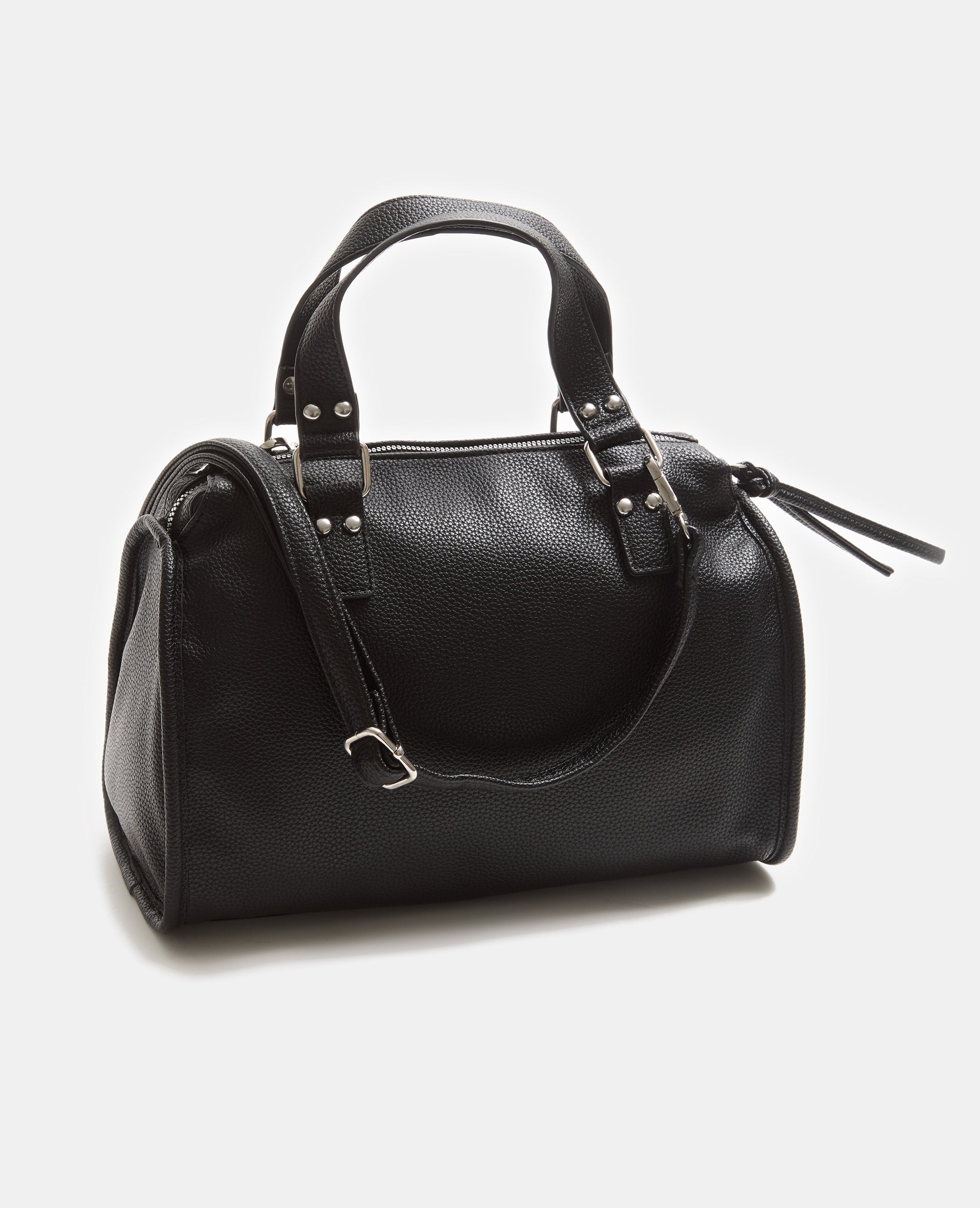 Sac simili effet cuir grainé avec détails clous et boucles