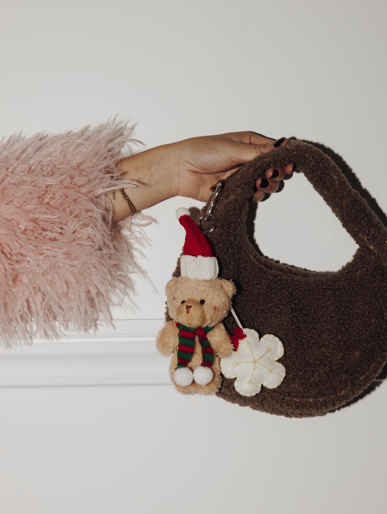 Déco de sac Ourson de Noël avec corde et flocon
