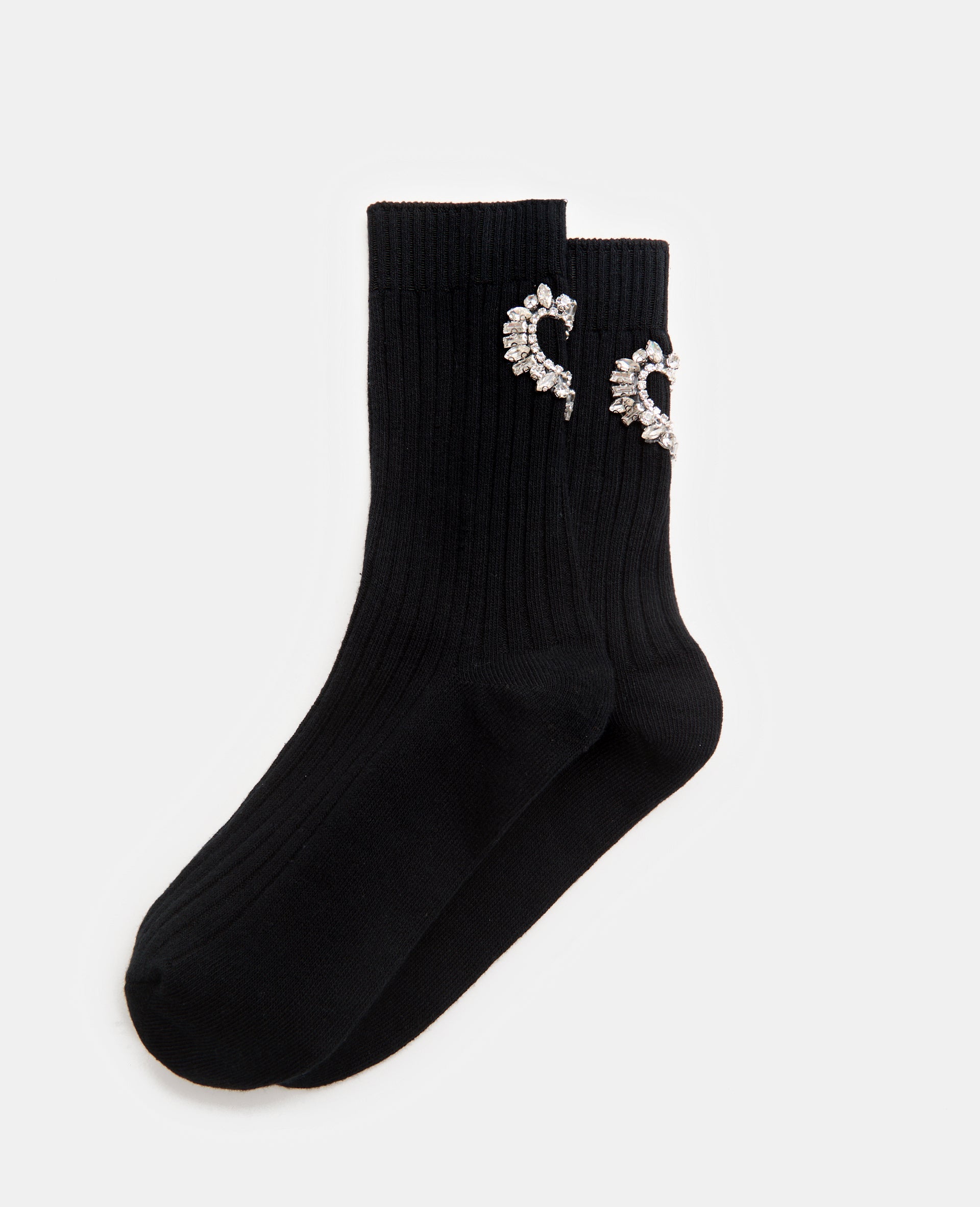 Paire de chaussettes avec cœur en strass