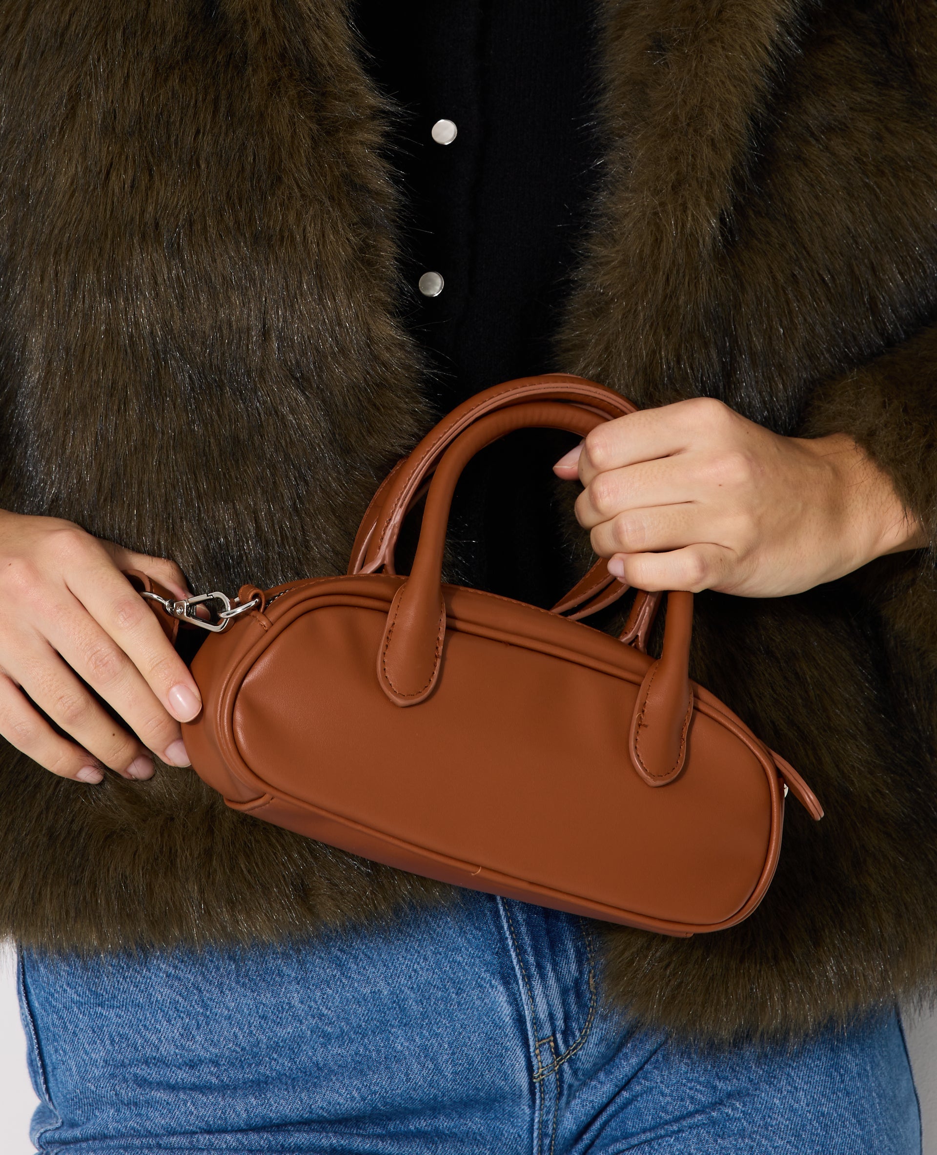 Mini-sac boxy avec poignées et bandoulière