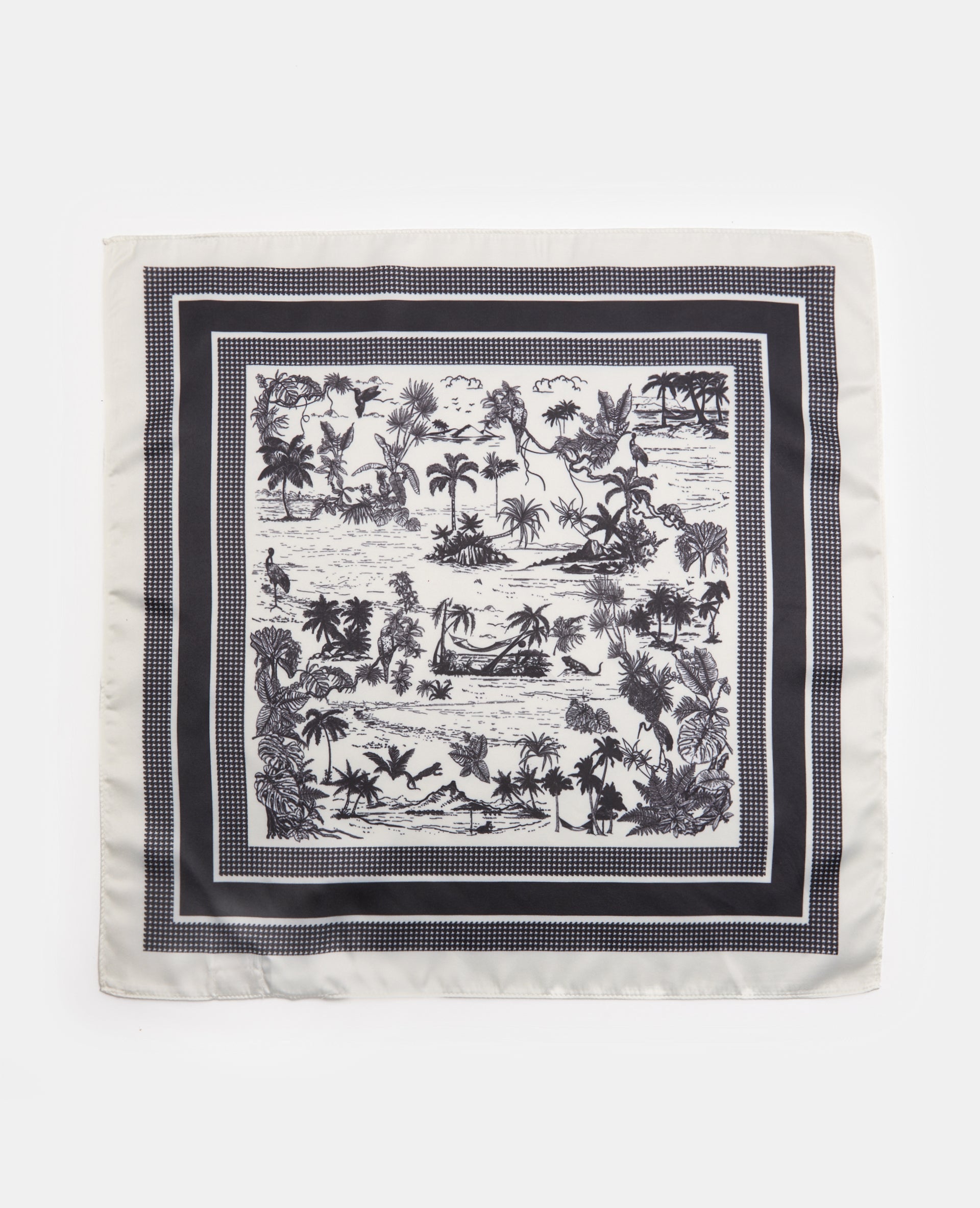 Foulard en tissu satiné avec motifs île déserte