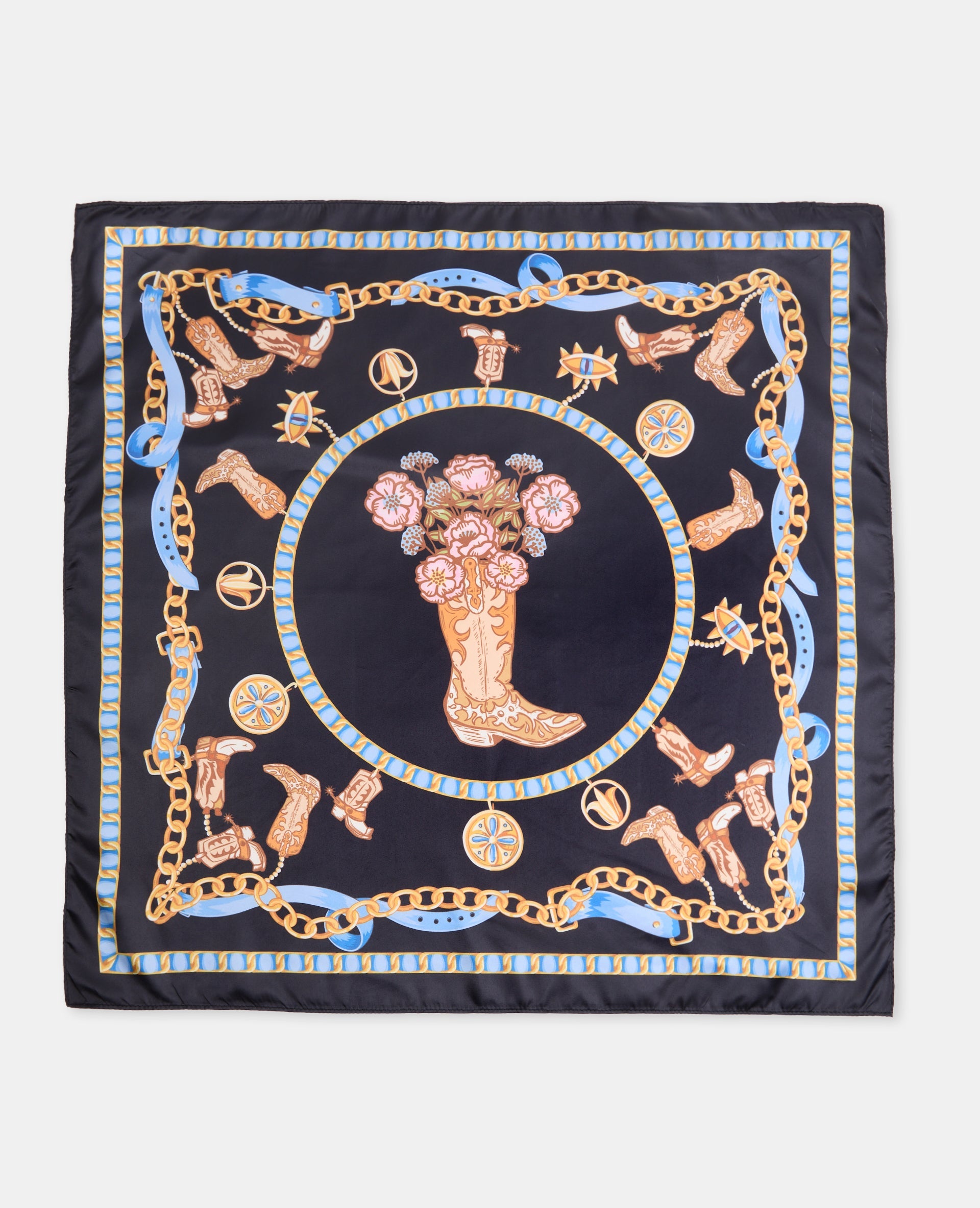Foulard en tissu satiné avec santiags