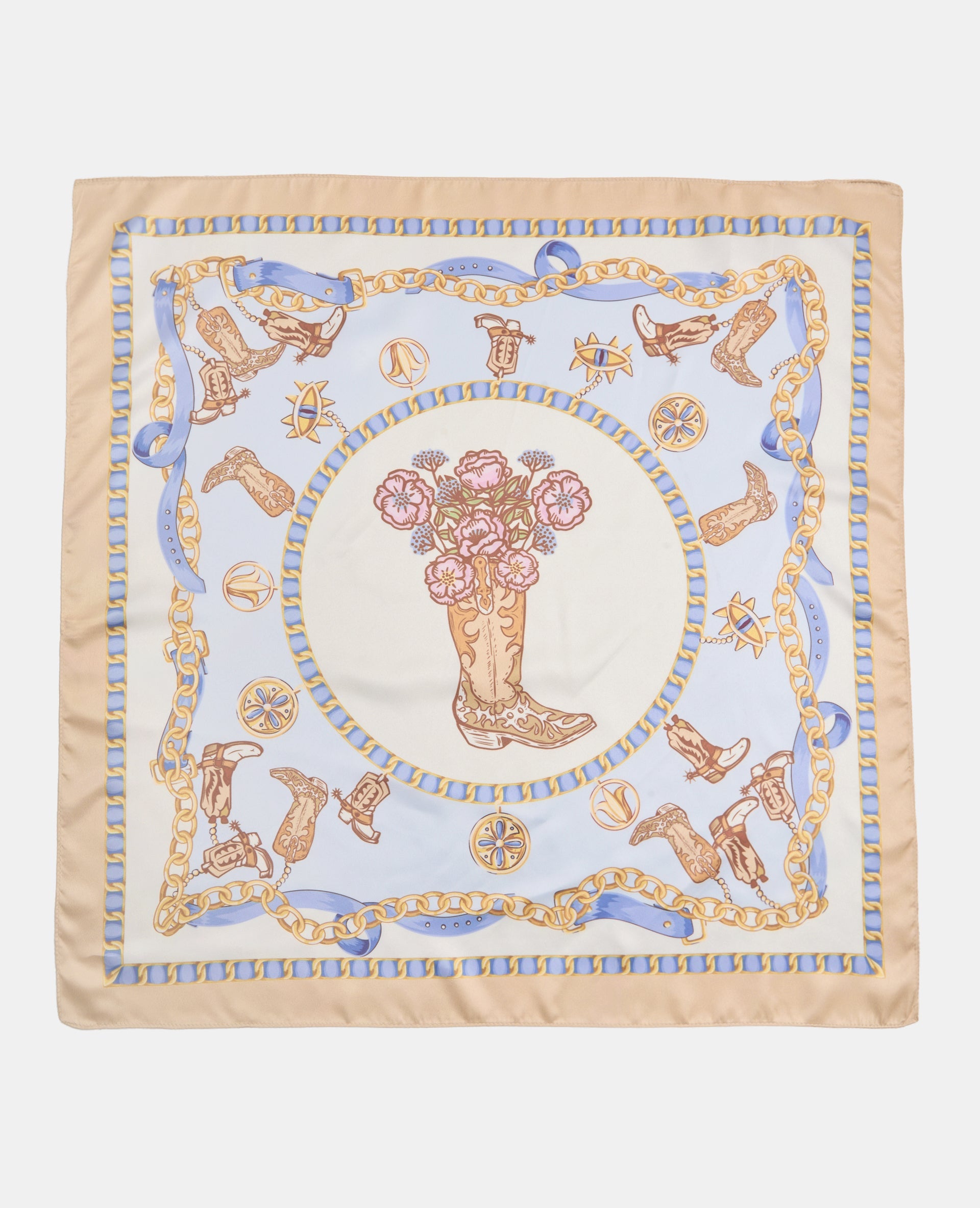 Foulard en tissu satiné avec santiags