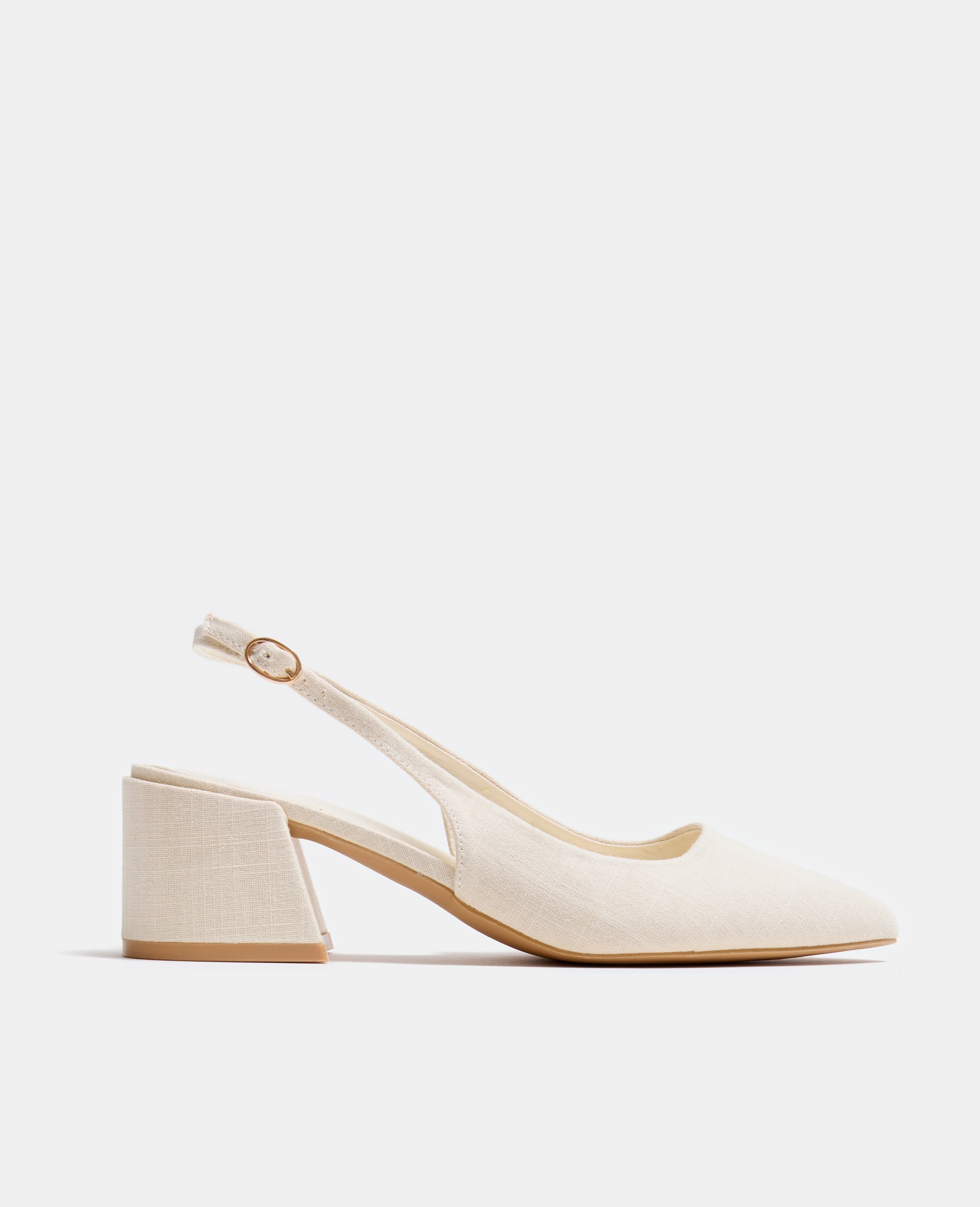 Sandales tissu avec bouts pointus et talons bloc