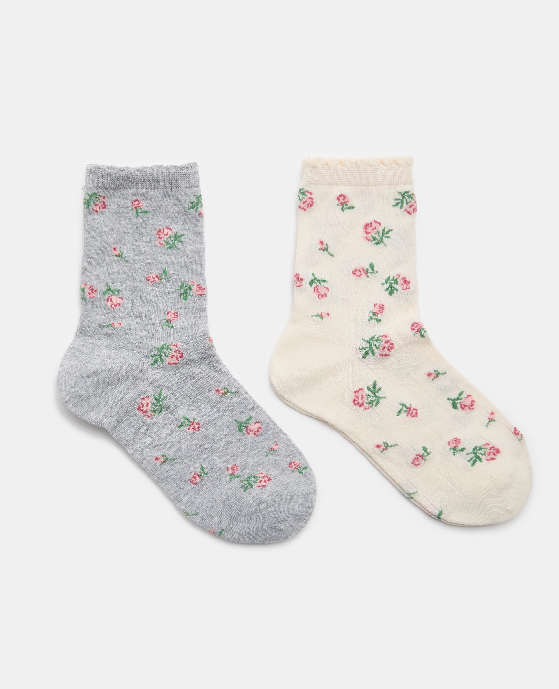 Lot de 2 paires de chaussettes avec fleurs