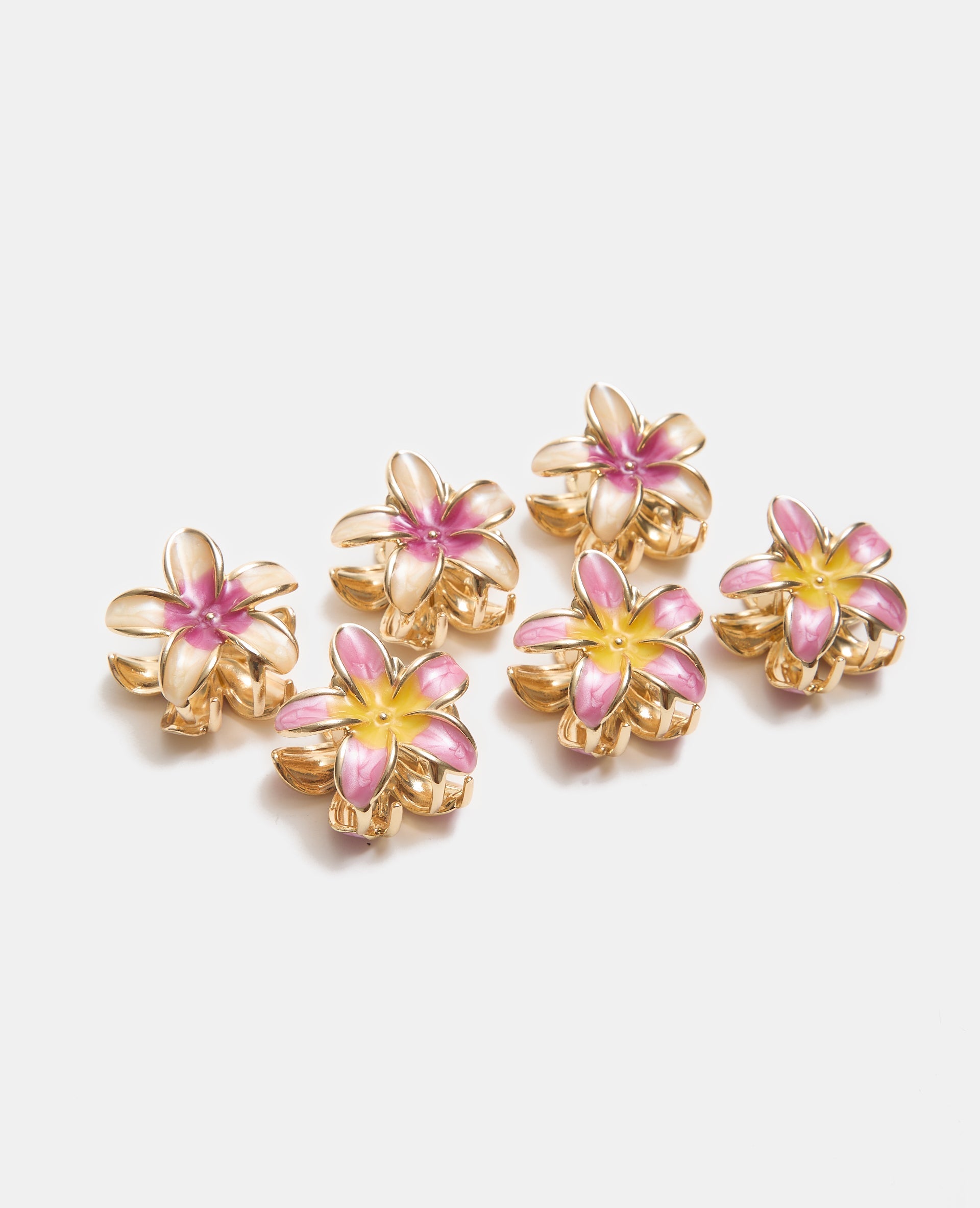 Lot de 6 petites pinces crocodiles fleur de tiaré