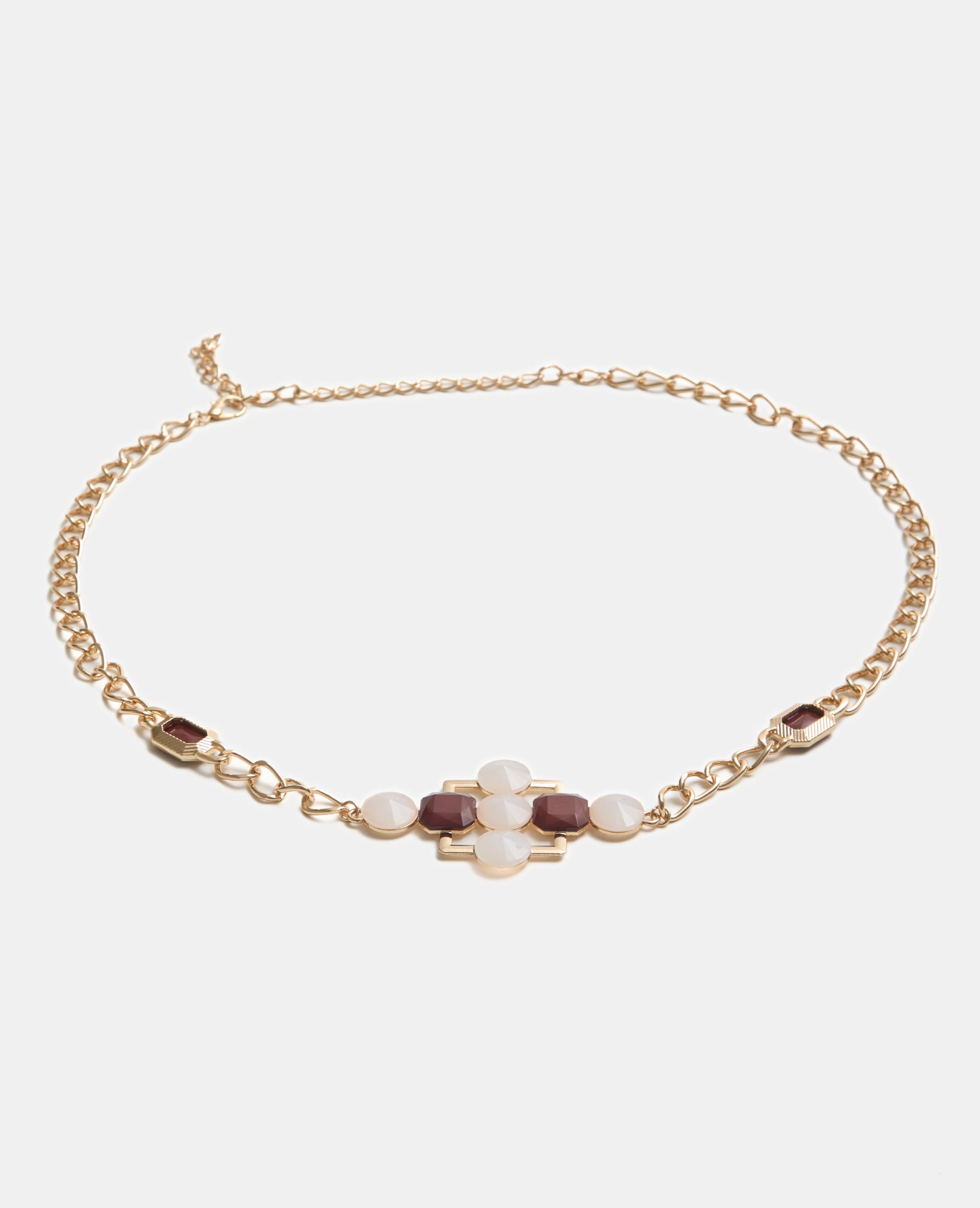Ceinture chaîne métallique avec détails bijoux