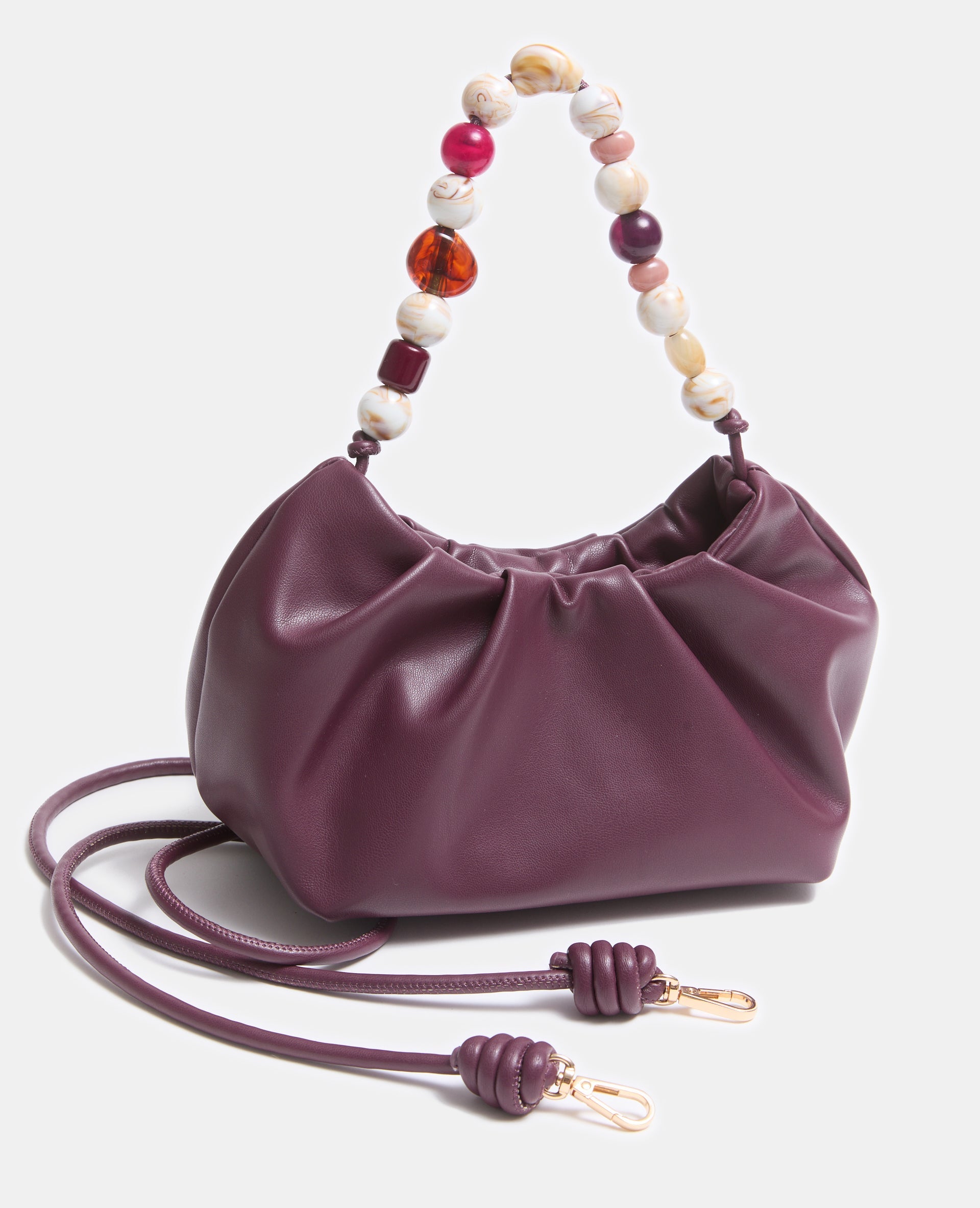 Sac en simili avec poignée perles et bandoulière