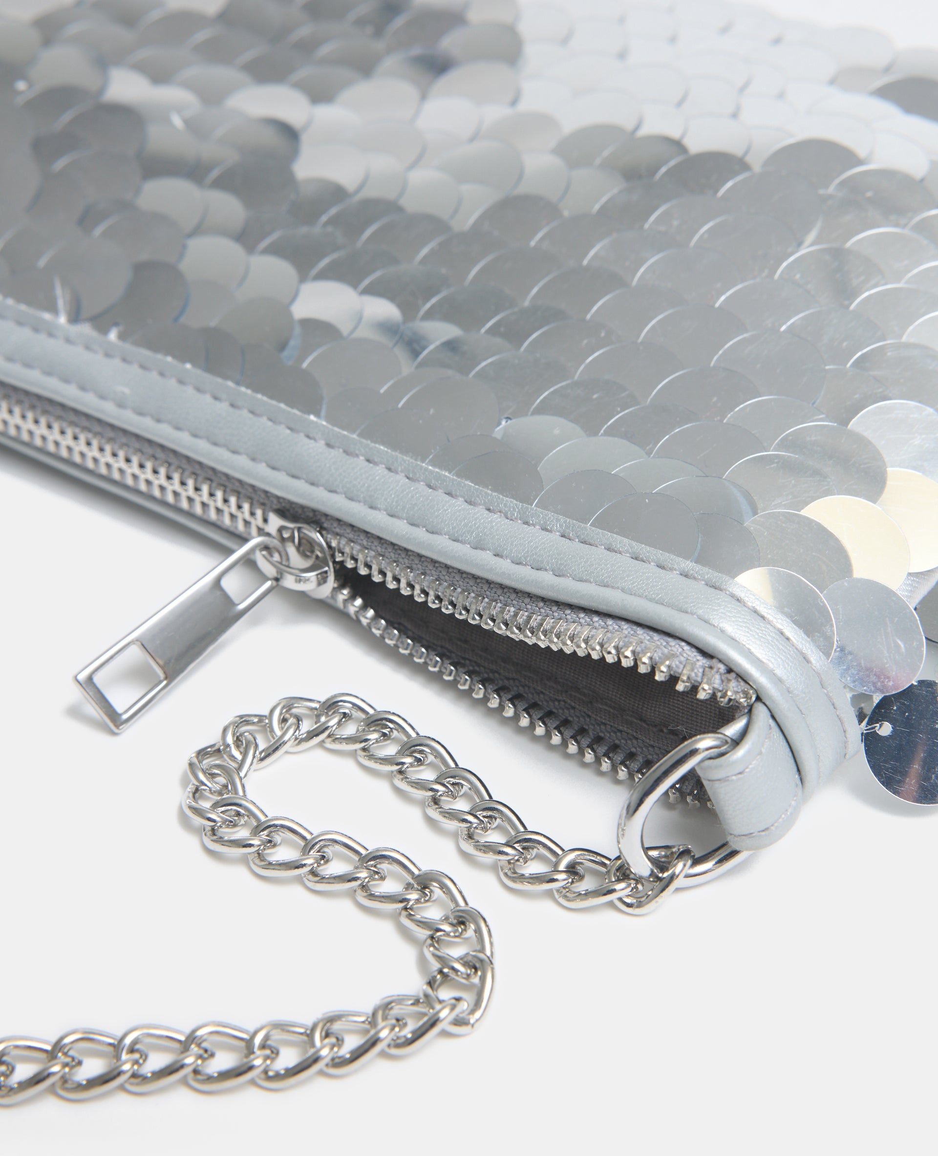 Sac sequins avec bandoulière chaîne