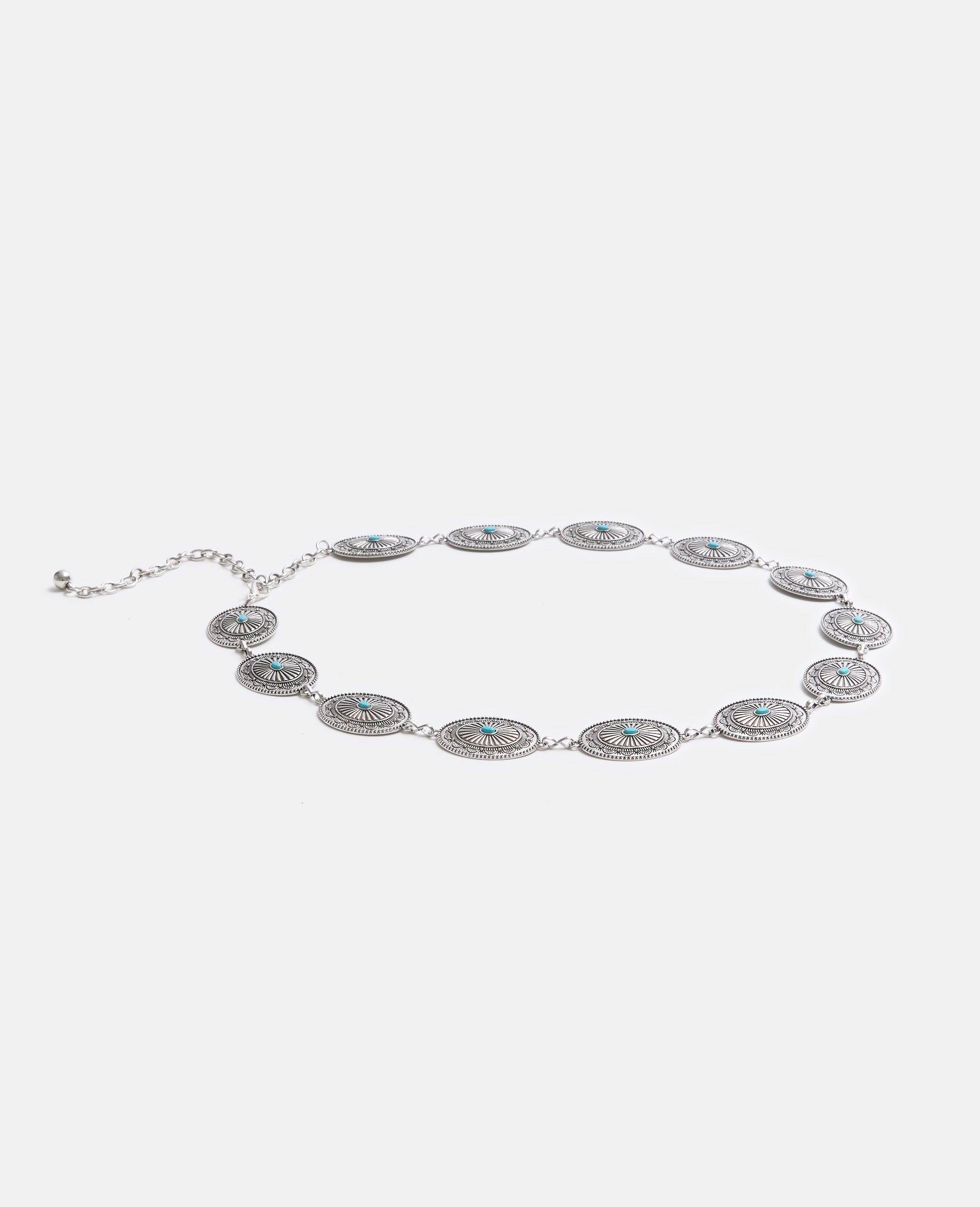 Ceinture chaîne métallique avec pastilles ciselées