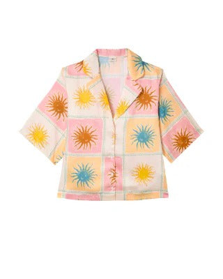 Top en smock motif carreaux